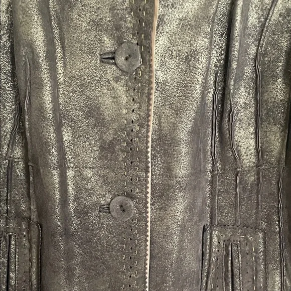 Pamela McCoy Leather Bronze Trench Coat - Picture 12 of 13